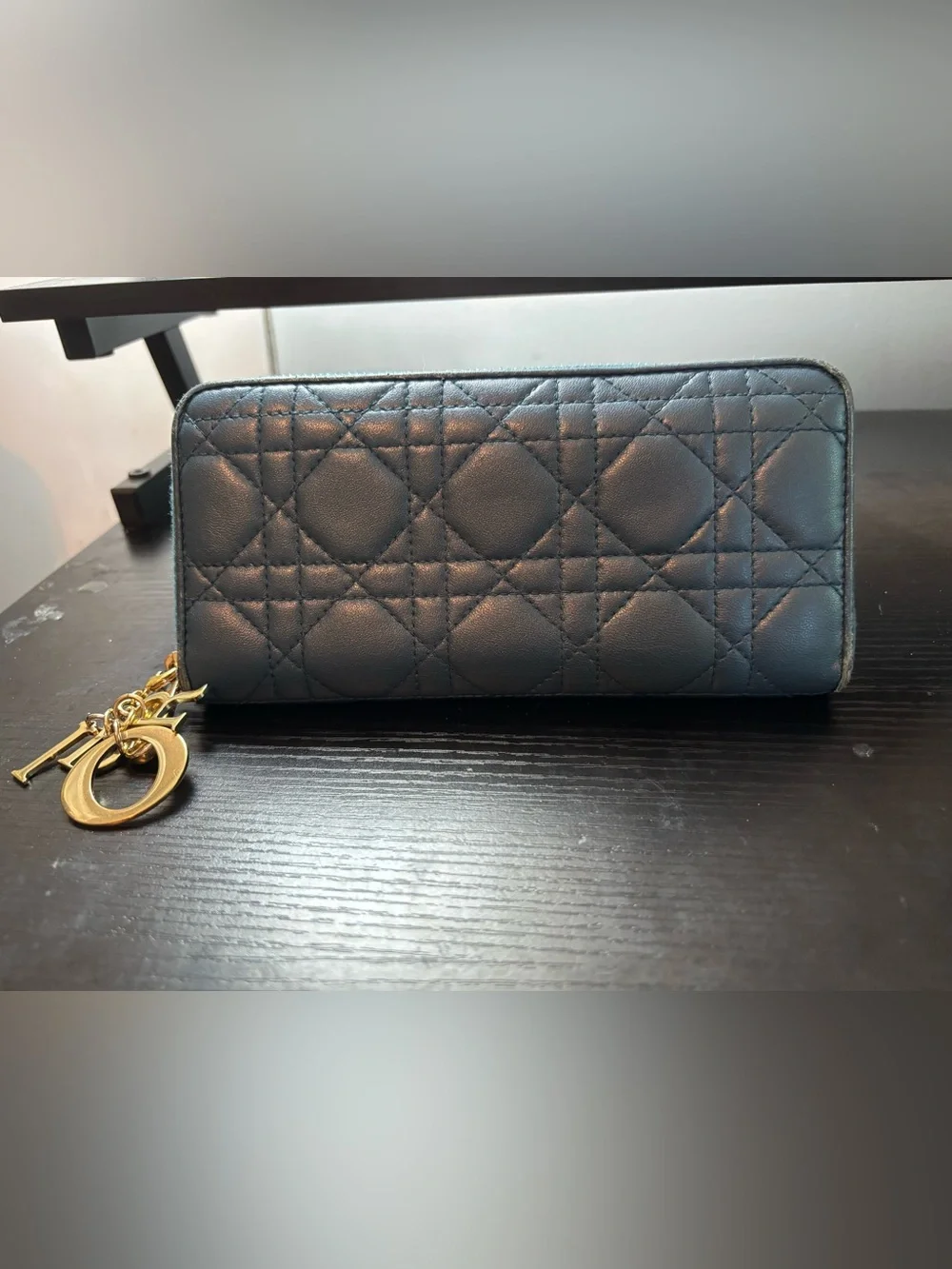 Authentic Christian Dior Lady Dior Voyageur Wallet Cloud Blue/Celeste Cannage